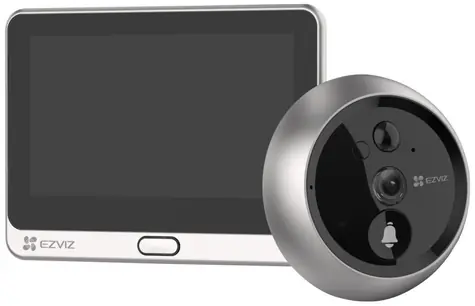 EZVIZ DP2 2K Chytré dvěřní kukátko stříbrná / Wi-Fi / 2304×1296 / kukátko / zvonek / IR 5m / PIR / LCD 4.3"