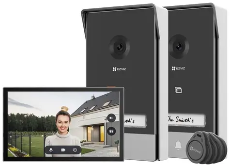 EZVIZ HP7 2-Entry Kit černo-stříbrná / Wi-Fi/ 2K / 7" dotykový monitor / 2x zvonek / IP65