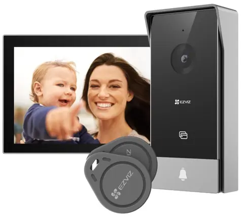 EZVIZ HP5 Chytrý domácí interkom černo-stříbrná / Wi-Fi / FHD / dotykový monitor 7" / bezdrátový zvonek / IP65