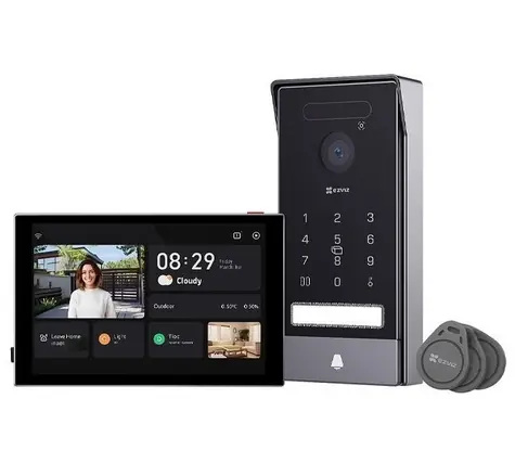 EZVIZ HP7 Pro 4K Chytrý domácí interkom černo-stříbrná / Wi-Fi / 4K / dotykový monitor 8" / bezdrátový zvonek / IP65