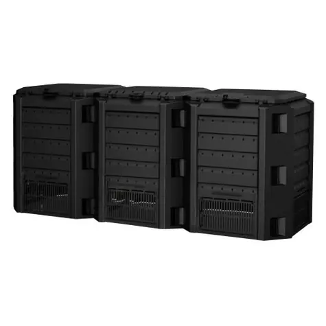 PROSPERPLAST Kompostér MODULE COMPOGREEN 3x400 l - černá / Objem 3x400 L / Rozměry 198x72 cm / Výška 82.6 cm / Plast