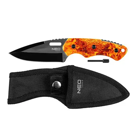 NEO TOOLS 63-109 / survival nůž / nerezová ocel / 20mm / 9mm / křesadlo v rukojeti