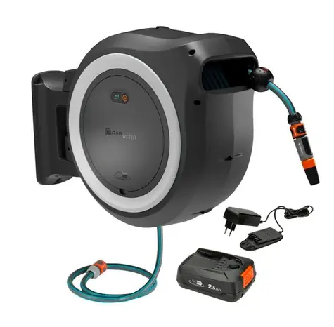 Gardena 18647-20 Nástěnný box na hadici PowerRoll XXL / Délka hadice 40 m / Průměr hadice 13 mm / Napájení: 18V / 2.5 Ah