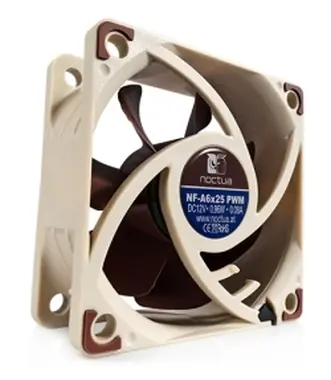 Noctua NF-A6x25 PWM / 60 mm / SSO2 Bearing / 19.3 dB @ 3000 RPM / 29.2 m3h / 4-pin