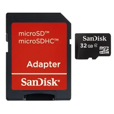 SanDisk microSDHC 32GB + adaptér / Class 4 / vhodné pro HD