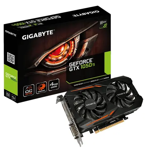 GIGABYTE GeForce GTX 1050 Ti OC 4G / 1316-1455MHz / 4GB D5 7GHz / 128-bit / DVI, HDMI, DP / 75W