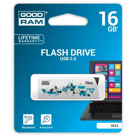 GOODRAM UCL2 16GB bílá / Flash disk / USB 2.0 / čtení: 20MBs / zápis: 5MBs / doprodej