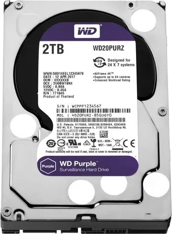 WD Purple 2TB / HDD / 3.5" SATA III / 5 400 rpm / 64MB cache / 3y