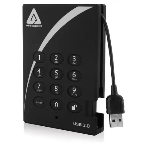 Apricorn Aegis Padlock 500GB / 2.5" / USB 3.0 / 5400 rpm / 8MB / černá