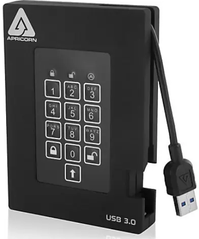 Apricorn Aegis Padlock Fortress 1TB černá / Externí HDD / 2.5" / šifrování / USB 3.0
