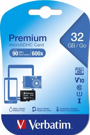 Verbatim MicroSDHC 32 GB  pamětová karta / Class 10 / UHS-I / R: 90 MBps / W: 10 MBps
