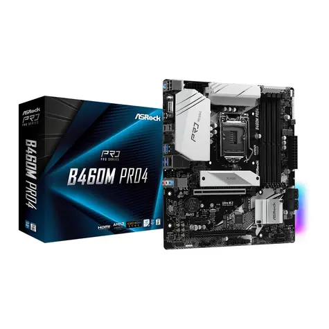 ASRock B460M PRO4 / B460 / LGA 1200 / DDR4 / SATA III RAID / USB / GLAN / M.2 / mATX