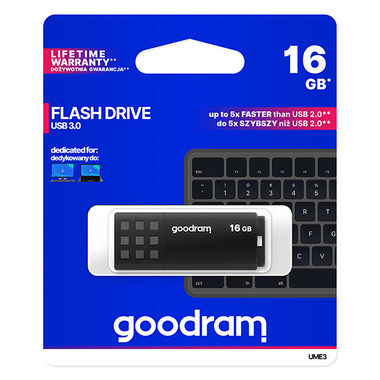 GOODRAM UME3 16GB černá / Flash disk / USB 3.0 / čtení: 60MBs / zápis: 20MBs