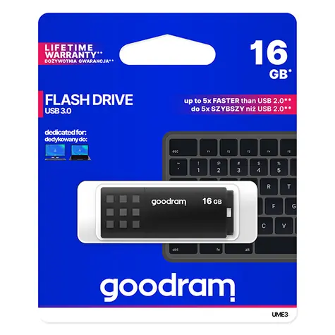 GOODRAM UME3 16GB černá / Flash disk / USB 3.0 / čtení: 60MBs / zápis: 20MBs