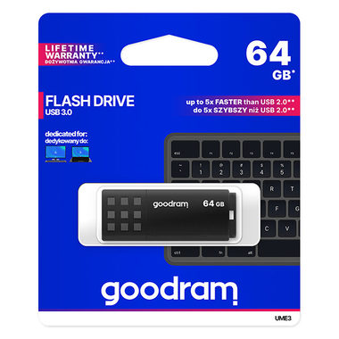GOODRAM UME3 64GB černá / Flash disk / USB 3.0 / čtení: 60MBs / zápis: 20MBs