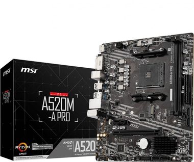 MSI A520M-A PRO / AMD A520 / DDR4 / SATA III RAID / USB / GLAN / M.2 / sc.AM4 / mATX