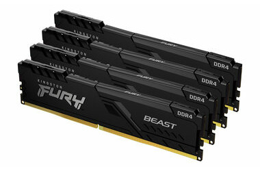 Kingston FURY Beast Black 64GB (4x 16GB) DDR4 3600MHz / CL18 / DIMM / 1.35V / Non-ECC / Un-Registered 