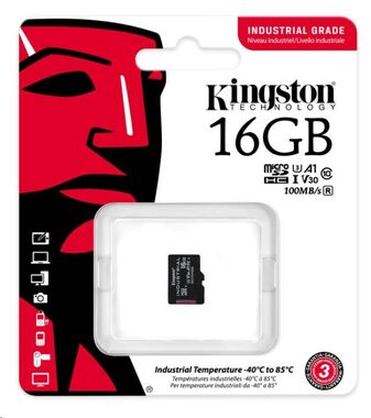 Kingston microSDHC 16GB Industrial / UHS-I V3 / U3 / Class 10