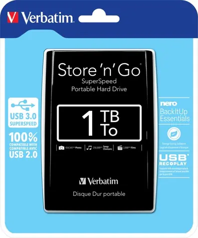 Verbatim Store 'n' Go USB 3.0 1TB černá / Externí HDD / 2.5"/ USB 3.0 / 5 400 ot-min