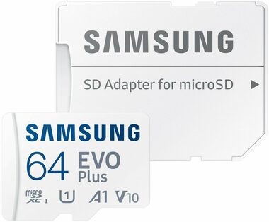 SAMSUNG Micro SDXC 64GB EVO Plus + SD adaptér / U1 / V 10 / A1 / Čtení: 130MBps
