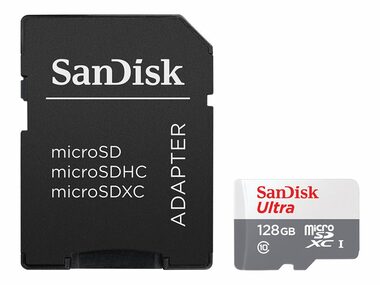 SanDisk Ultra microSDXC 128GB + adaptér / Class 10 / UHS-I / čtení: až 100MBs