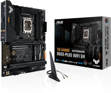 ASUS TUF GAMING B660-PLUS WIFI D4 / B660 / LGA 1700 / 4x DDR4 / PCIEx16 / 1x 2.5GLAN / Wi-Fi / ATX