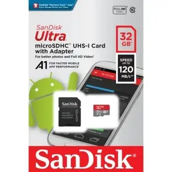 SanDisk Ultra microSDHC 32GB + adaptér / Class 10 / A1 / UHS-I / čtení: až 120MBs