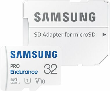 SAMSUNG PRO Endurance microSDXC 32GB + SD adaptér / Class 10 / UHS-I / U3 / čtení: 100MBs / zápis: 40MBs 