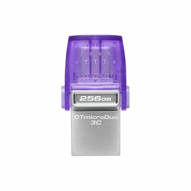 Kingston DataTraveler MicroDuo 3C Gen3 256 GB stříbrná / Flash Disk /USB 3.2 Gen 1 - (USB-A & C 3.0)