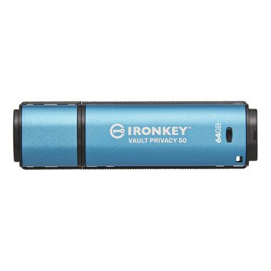 Kingston IronKey Vault Privacy 50 64GB modrá / Flash Disk / USB 3.2 Gen 1 - (USB-A 3.0)