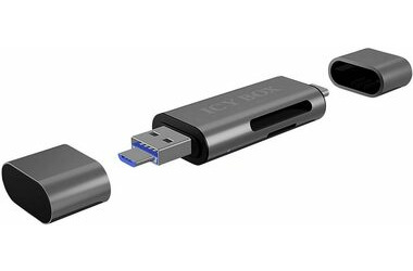 Icy Box IB-CR200-C černá / externí čtečka paměťových karet / USB C & Dual type A/microB