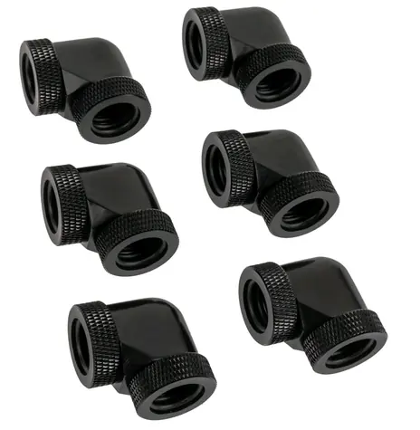 RAIJINTEK Pelias - D160906 6 ks černá / pro 16mm HardTube / G1/4" / 90° úhel