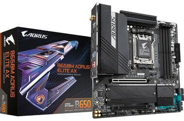 GIGABYTE B650M AORUS ELITE AX rev. 1.0 / AMD B650 / DDR5 / SATA III RAID / USB / GLAN / M.2 / sc.AM5 / Wi-Fi / m-ATX