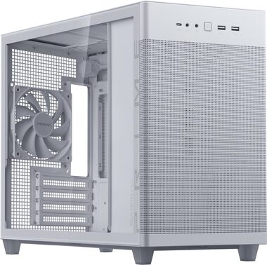ASUS AP201 PRIME (průhledná bočnice) bílá / M-ATX / 2xUSB-A + 1xUSB-C / 1x 120 mm / bez zdroje