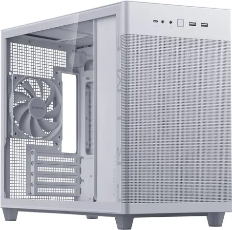 ASUS AP201 PRIME (průhledná bočnice) bílá / M-ATX / 2xUSB-A + 1xUSB-C / 1x 120 mm / bez zdroje
