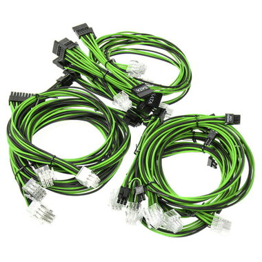Super Flower Sleeve cable kit černo-zelená / Sada kabelů pro zdroje Super Flower