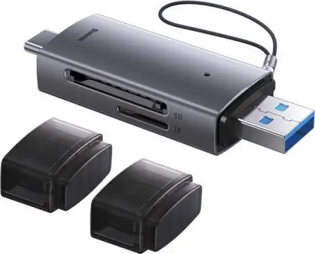 Baseus WKQX060113 Lite Series Čtečka paměťových karet šedá / SD/TF / USB / USB-C 