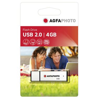 AgfaPhoto USB 2.0 4GB stříbrná / Flash Disk / USB-A 2.0 / R:12 MB/s / W:4 MB/s 