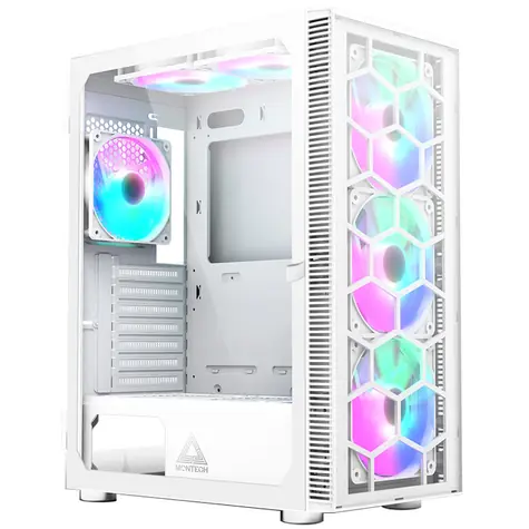 Montech X3 Glass bílá / ATX / 3x USBA / 3x 140mm + 3x 120mm / bez zdroje / průhledná bočnice
