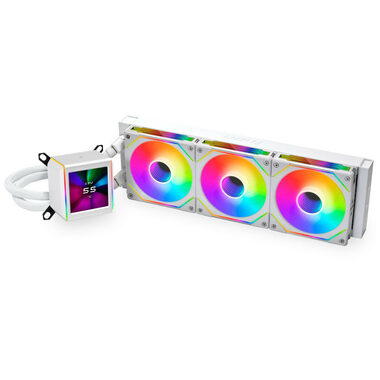 Lian Li GALAHAD II LCD 360 SL-INF bílá / 3x 120 mm / ARGB podsvícení / 2100 RPM / 29 dB / Intel + AMD