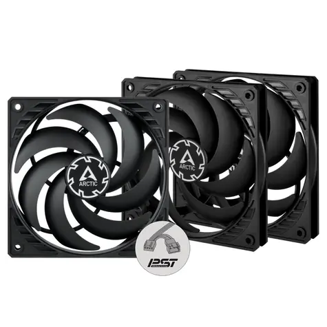 ARCTIC P12 PWM PST Slim černá 3ks / 120 mm / Fluid Dynamic Bearing / 300-2100 RPM / 42.1 CFM / 4-pin