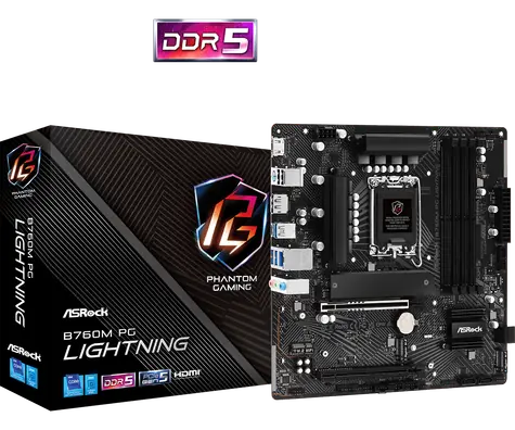 ASRock B760M PG Lightning / LGA 1700 / 4x DDR5 / 2x PCIex16 / 2.5GLAN / mATX