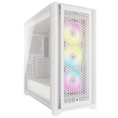 Corsair iCUE 5000D RGB Airflow bílá / E-ATX / 2x USB 3.2 / USB-C / 3x 120mm / bez zdroje / průhledná bočnice