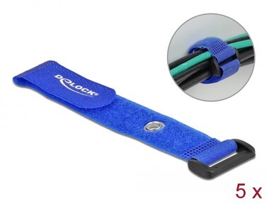DeLock Stahovací pásky na kabely 190mm x 25mm modrá 5ks