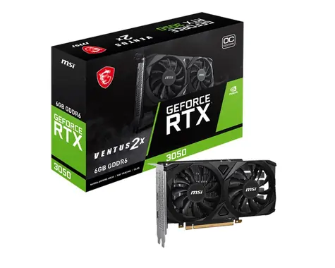 MSI GeForce RTX 3050 VENTUS 2X OC 6GB / 1492 MHz / 6GB GDDR6 / 96-bit / 2x HDMI + 1x DP / 70W / doprodej
