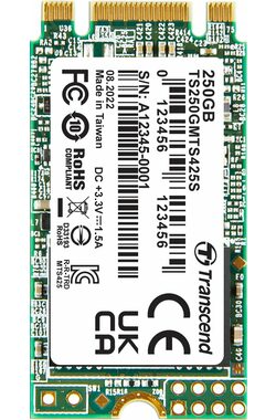 Transcend MTS425S 250GB / M.2 2242 SATA / RW: 500/330 MBps / IOPS: 40K/75K / MTBF 2.0mh / 3y
