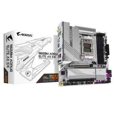 GIGABYTE B650M Aorus Elite AX ICE / B650 / AM5 / 4x DDR5 / PCIEx16 / 2.5GLAN / mATX