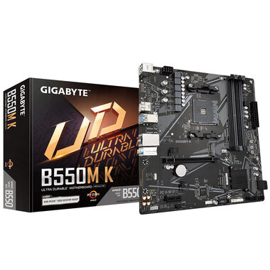 GIGABYTE B550M K / B550M / AM4 / 4x DDR4 / PCIEx16 / 1x GLAN / mATX
