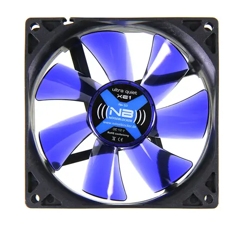 Noiseblocker BlackSilent Fan XE1 modrá / 92mm / 17 dB @ 1500 RPM / 29.42 CFM / 3-pin