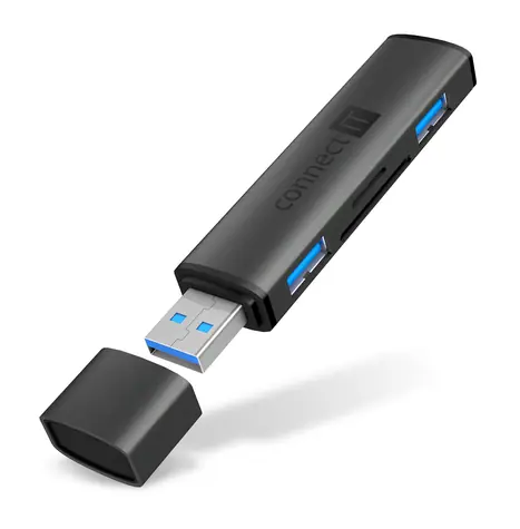 CONNECT IT COMPACT 4v1 šedá / Čtečka SD karet / 2x USB-A